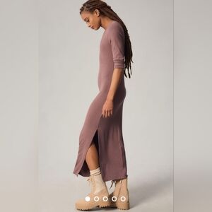 Bordeaux Long-Sleeve Maxi Dress